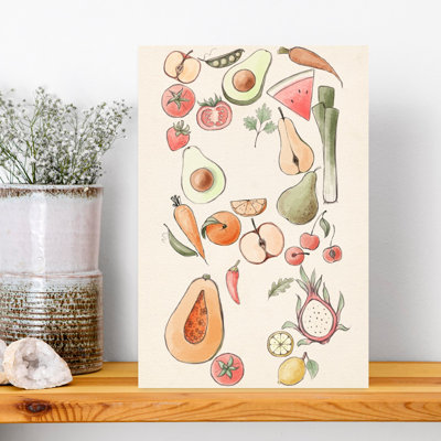 Art mural contemporain coloré avec des fruits sains