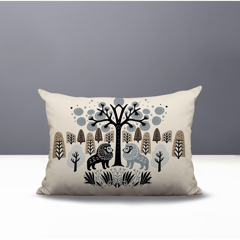 Oreiller rectangulaire intérieur / extérieur Comas Lion, Gris, Rectangle H 14 po x l 20 po