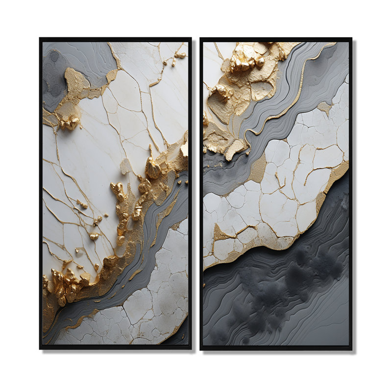 Art mural sur toile, "Minimalisme blanc doré" - Spirales abstraites, 32" H x 32" W, Impression encadrée flottante, Black