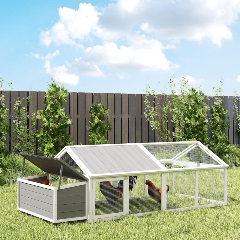 Wooden Chicken Run with Nesting Box Openable Roof for 4-8 Chickens