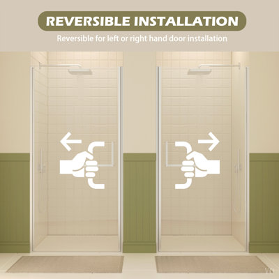 Porte de douche pivotante sans cadre de l 29 à 30 po x H 72 po, portes de verre pivotantes avec verre trempé transparent de 1/4 po (6 mm), film antidéflagrant, installation réversible