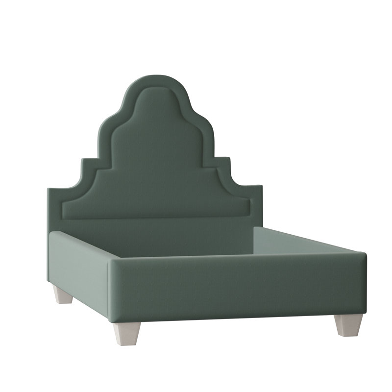 Meela Upholstered Bed, Full, Tess Surf, Antique White