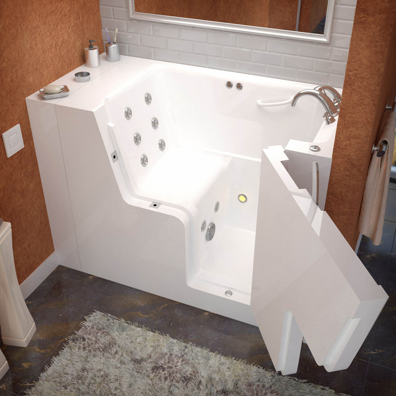 Mohave 53'' x 29'' Whirlpool Fiberglass Bathtub with Faucet, Right