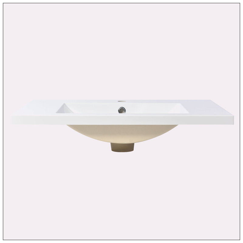 Paulafurinture 18.00'' Resin Rectangular Bathroom Sink with Overflow