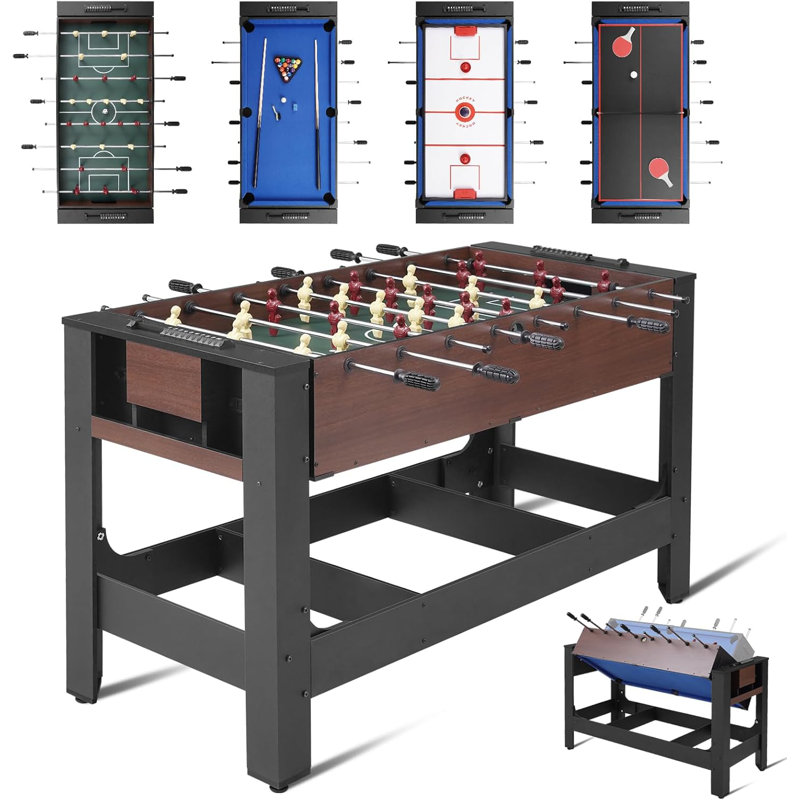 54” 4-in-1 Swivel Multi-game Table - Combo Game Table Set with Air Hockey, Billiards, Foosball, Ping Pong