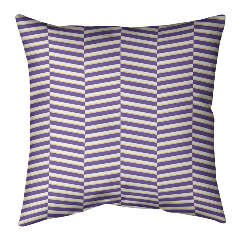 Coussin Fractured Stripes, H 16 po x l 16 po, Duvet synthétique, Petit mauve; jaune