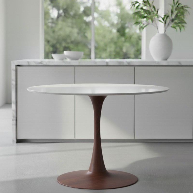 Table de salle à manger Hallett, H 29 po x L 24 po x l 24 po, Blanc marbré