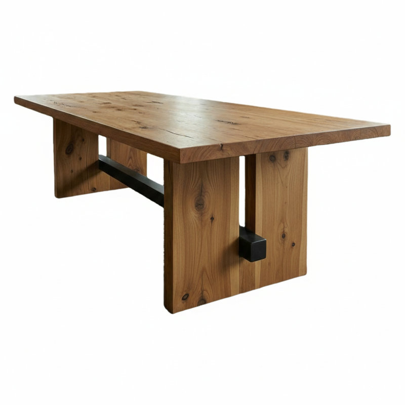 Large Rectangular Solid Wood Dining Table for 8 People, 29.53"H x 86.61"L x 35.43"W