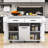 Okeima Kitchen Island Cart with Drop Leaf, Spice and Towel Racks, Trash Can Storage and Rolling Wheels-1640161943