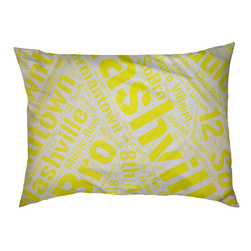 Coussin de chien « districts », Moyen (H 9,5 po x l 28 po x P 18 po), Jaune, Nashville