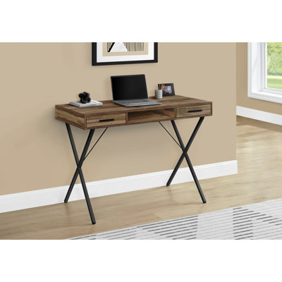 Bureau d'ordinateur, bureau personnel, ordinateur portable, installation à gauche, à droite, tiroirs de rangement, L 42 po, stratifié de travail, métal, contemporain, moderne