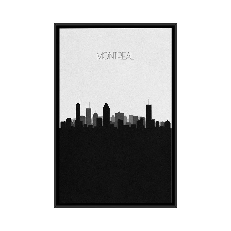 Montreal, Canada City Skyline 1 Piece Single Picture Frame and Floater Frame Wall Art on Canvas, 66.04 cm H x 45.72 cm W