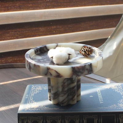 Natural Marble Tray With Legs, Vanity Decorative Tray For Countertop Organizer,Tray For Perfume, Candles, Jewelry Dish