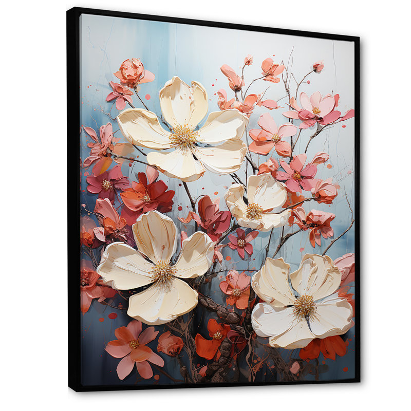 «Dogwood Blossoms Bouquet I», reproduction sur toile, Cadre flottant noir, 40" H x 30" W