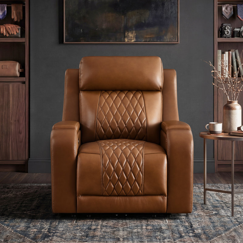 Dual Motor Power Recliner with Top-Grain Leather, Heat & Massage – 165° Lay Flat,  Brown