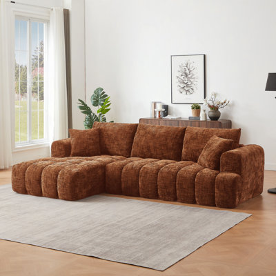 Canapé modulaire surdimensionné en L Chenille, design minimaliste, canapé-lit confortable pour les salons, les appartements et les espaces de réception