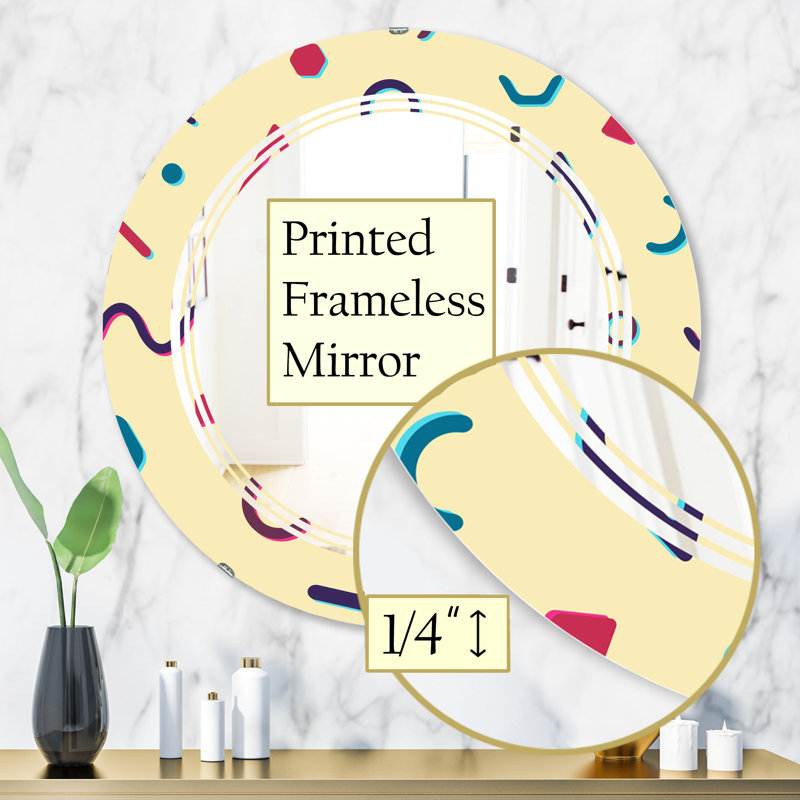 Miroir mural sans cadre en forme de motif abstrait trois c abstraites vi, 31,5 po x 31,5 po