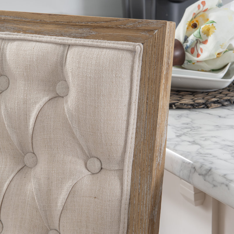 Lathrup Upholstered Counter Stool with Solid Wood Frame, Natural, Counter Stool (25" Seat Height)