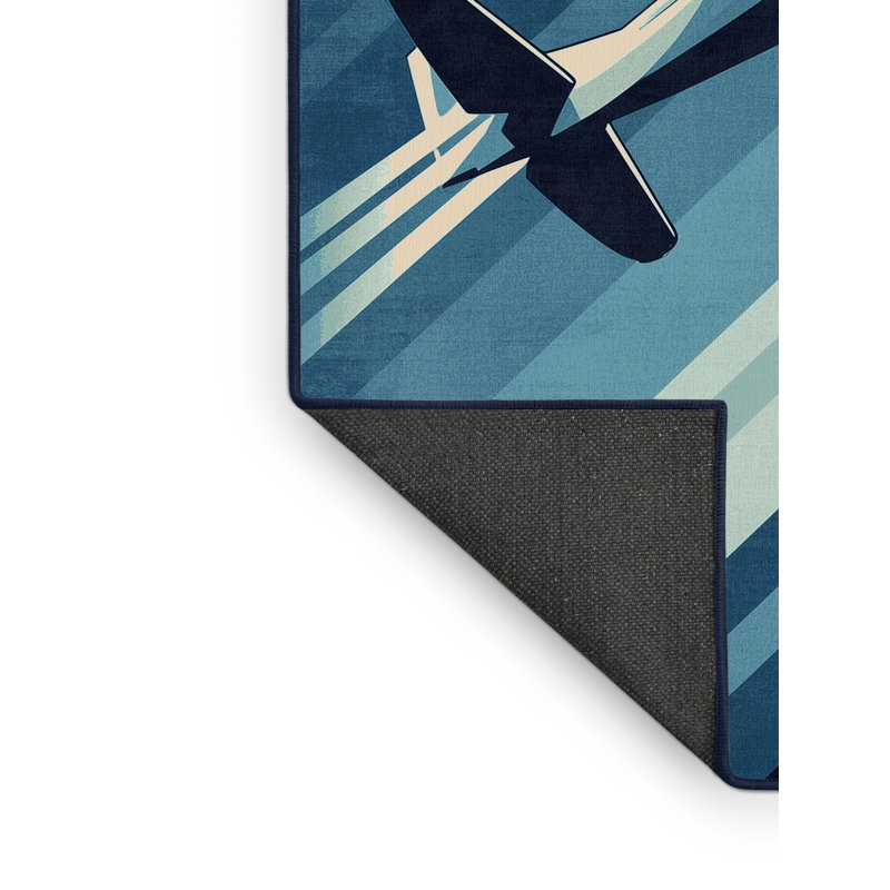 Tapis bleu marine en peluche douce Edingworth, 4 x 2