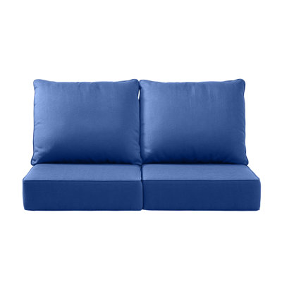 Coussins d'extérieur pour meubles de patio, ensemble de coussins de siège d'extérieur 24 x 24 x 6 pouces, coussins de chaise d'extérieur imperméables et résistants à la décoloration, coussin de chaise de patio profond avec housse amovible