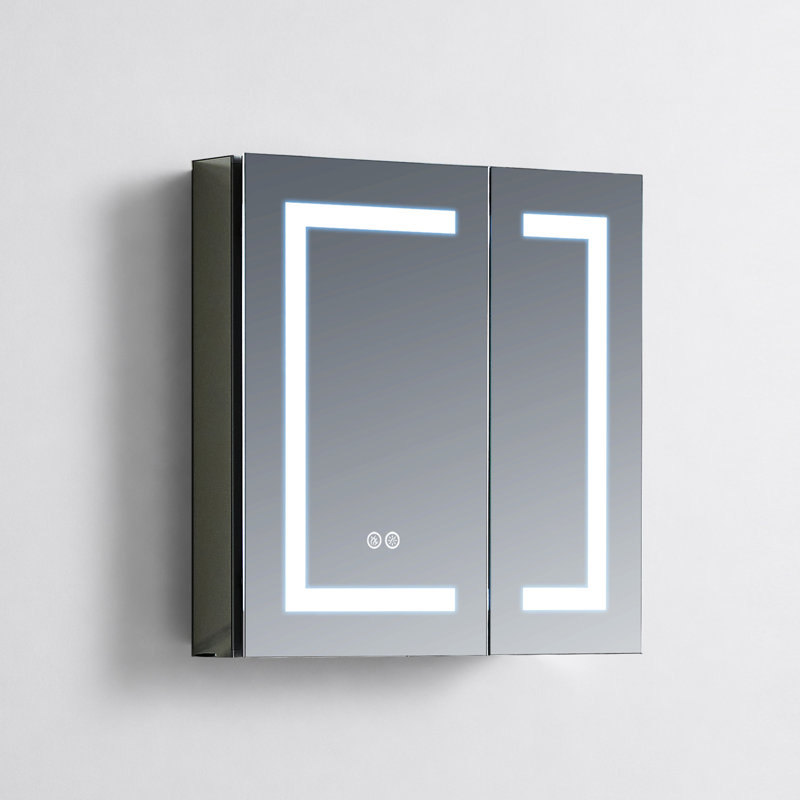 Rigel LED Mirror Medicine Cabinet with Lights | Recessed or Surface Bathroom Cabinet | One Touch Built-in Defogger | Dimmer | Makeup Mirror | 2 Adjustable Glass Shelves