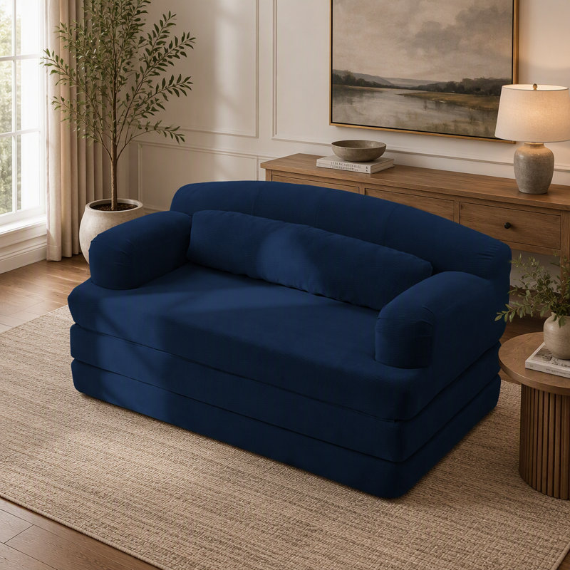 Canapé-lit futon à dossier divisé de 68,11 pouces à 3 positions, divan-lit convertible pliable en similicuir brillant pour les petits espaces de bureau de salon