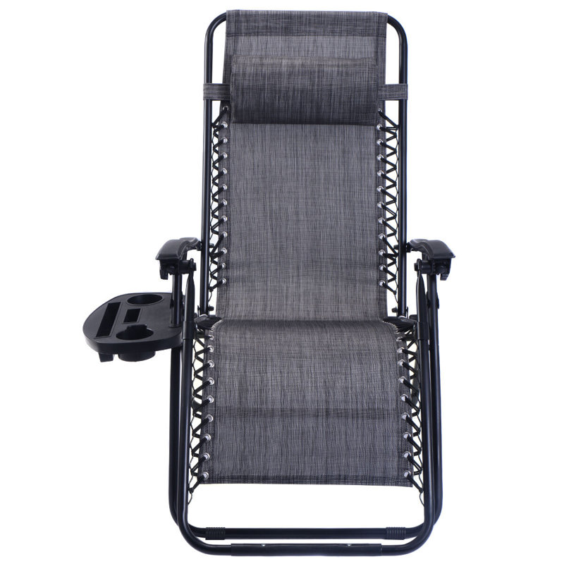 Chaise de patio pliante avec coussins Zechariah, gris