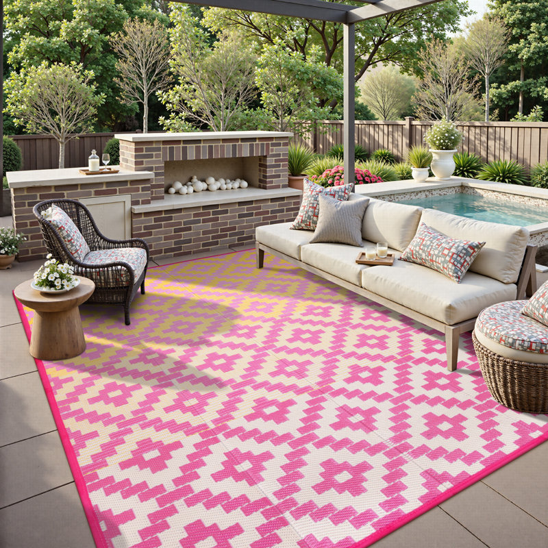 Tapis d'extérieur imperméable et réversible tant pour le patio que pour le camping, Rectangle 9 pi x 12 pi