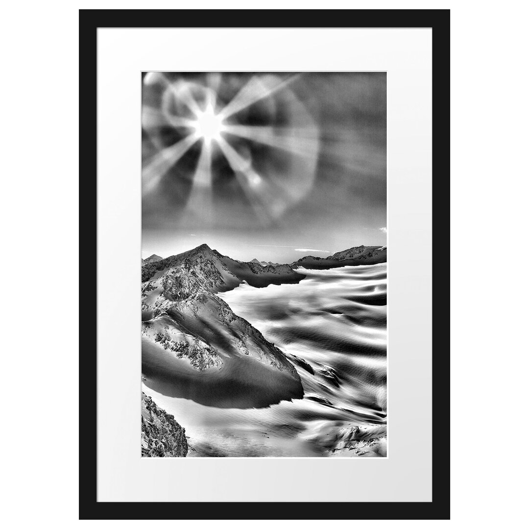 Gerahmtes Poster Winterlandschaft Schnee Sonne Wald