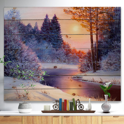 Paysages «Christmas Forest with River», impression