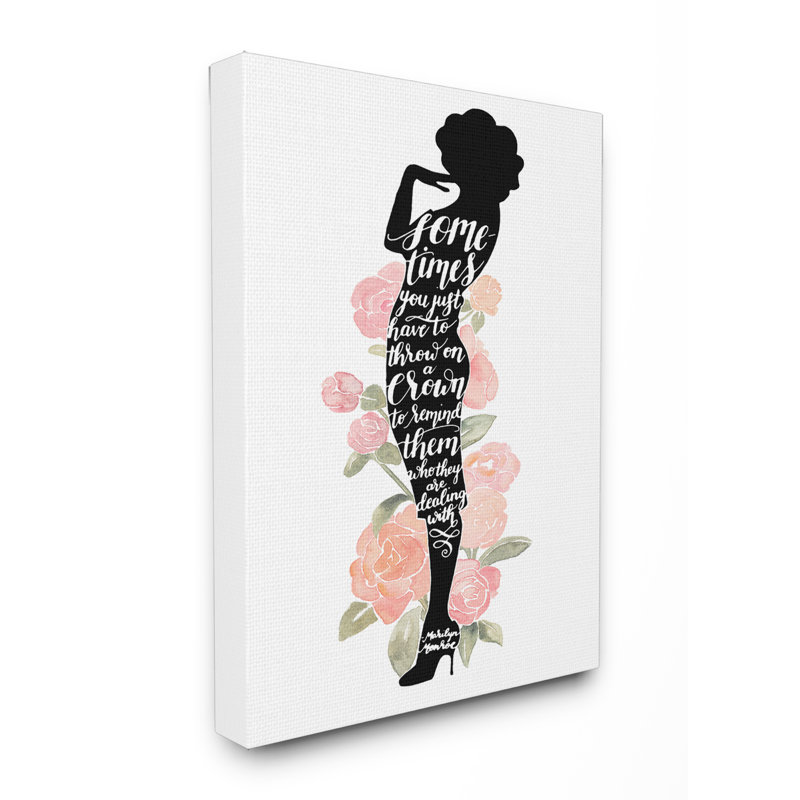 « emblématique silhouette aquarelle roses marilyn », impression, H 20 po x l 16 po, Toile tendue