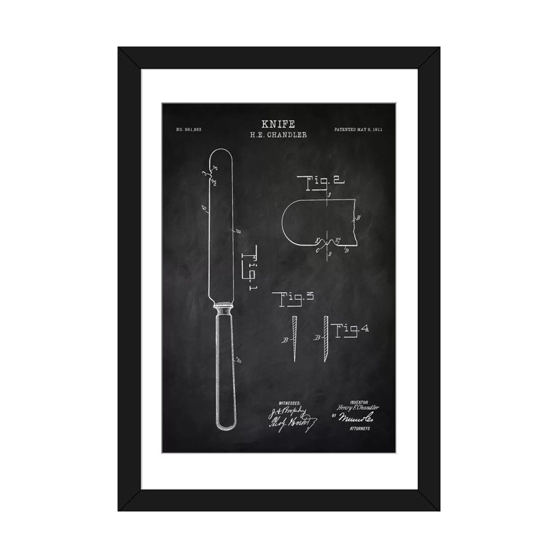 « couteaux », impression sur toile, H 24 po x l 16 po x P 1 po, Papier d'art encadré noir, Blanc