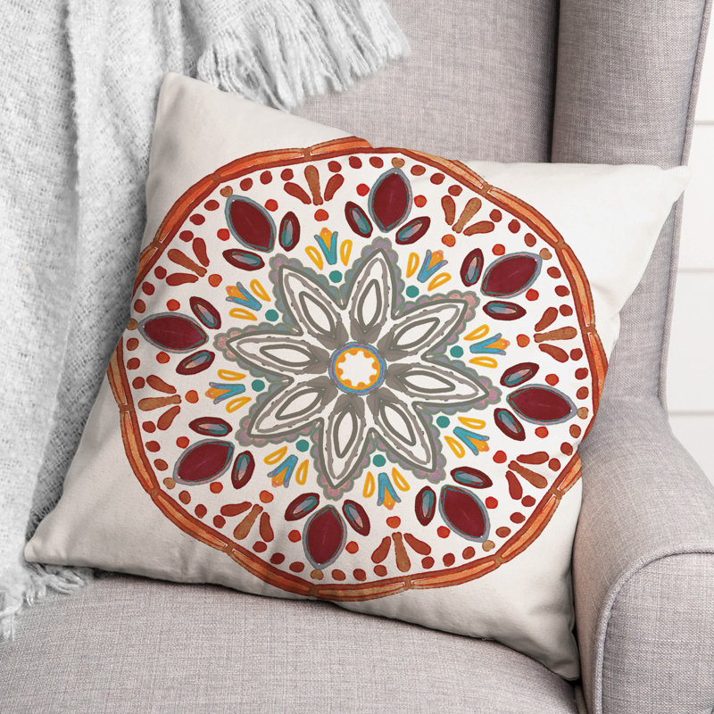 Outdoor Reversible Throw Pillow, Red, Floral 8
