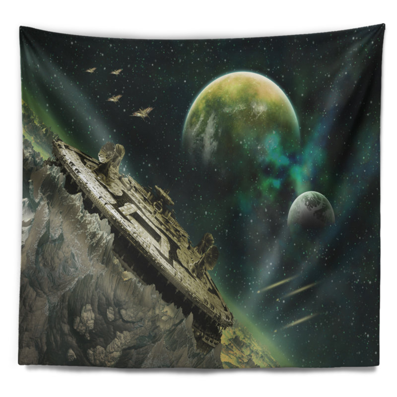 Tapisserie abstraite de planète extraterrestre, H 78 po x l 92 po