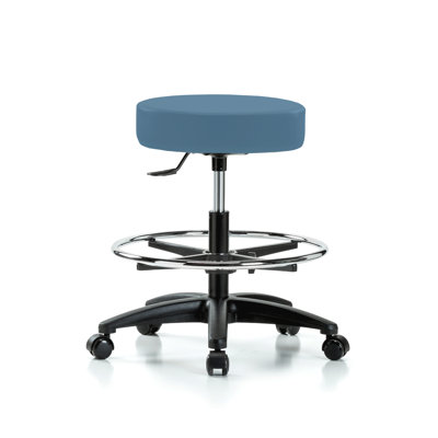 Adjustable Height Lab Stool with Footrest and Removable Casters/Wheels