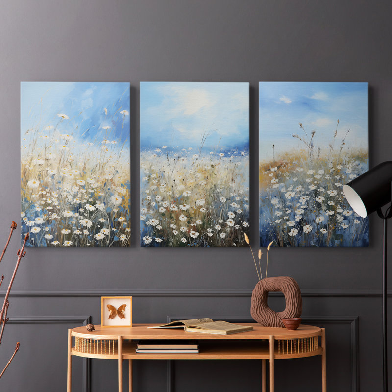 Floral Study  Series  VIII  -Set Of 3 Gallery Wrapped Canvas -Ready to Hang, 27" H x 18" W