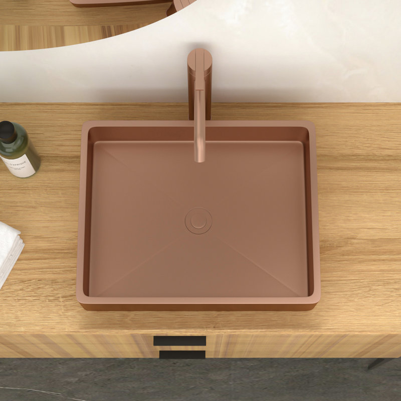 Lavabo de salle de bain 19 po x 15 po en acier inoxydable or rose - Peu d'entretien requis avec un système de drainage avancé