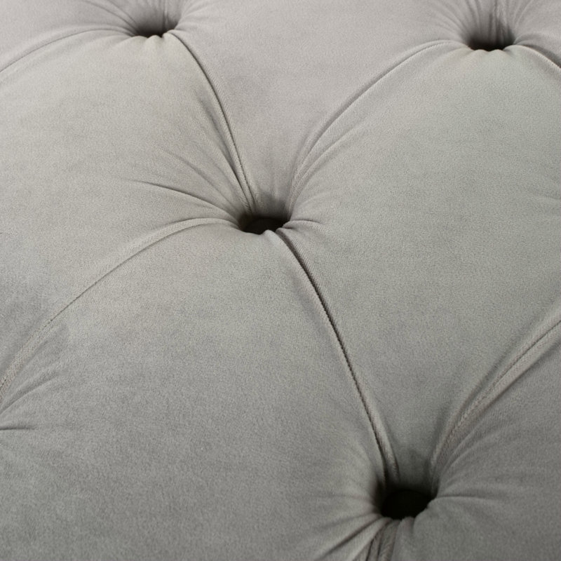 Banc de rangement en velours à accoudoirs roulés 57,5 po Jacqueline, Gris