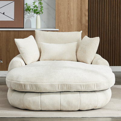 Oversized Chaise Lounge Chair Indoor, Deep Seat Chenille Sleeping Couch, Cloudlike Reading Chair for Living Room, Bedroom, Reading Room by Latitude Run