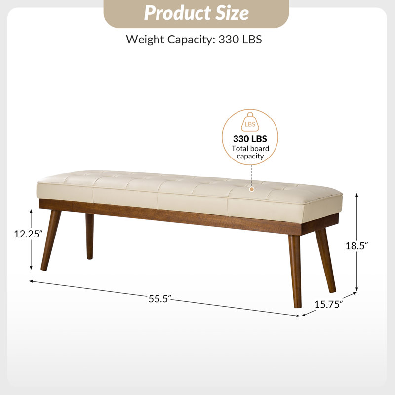 Banc en cuir véritable Bittoo, Beige