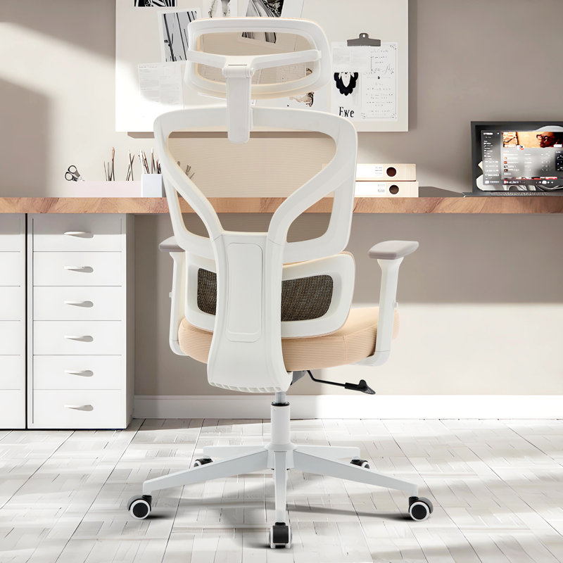 Chaise de bureau ergonomique en filet, chaise de bureau à haut dossier avec support lombaire et accoudoirs 3D, chaise d'ordinateur réglable pour le bureau personnel, gris