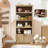5 Tier Bookshelf with 2 Doors, 69"Tall Farmhouse Bookcase with Adjustable Shelves, 31.5''W Open Display Storage Rack for Home Office, Living Room, Library, Brown W800-807166286-807166275