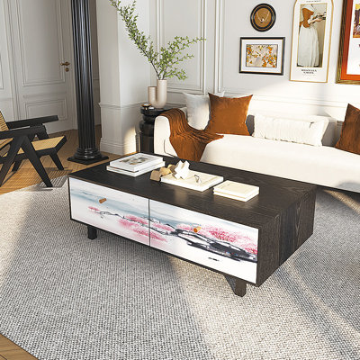 Table basse avec rangement peint français rétro