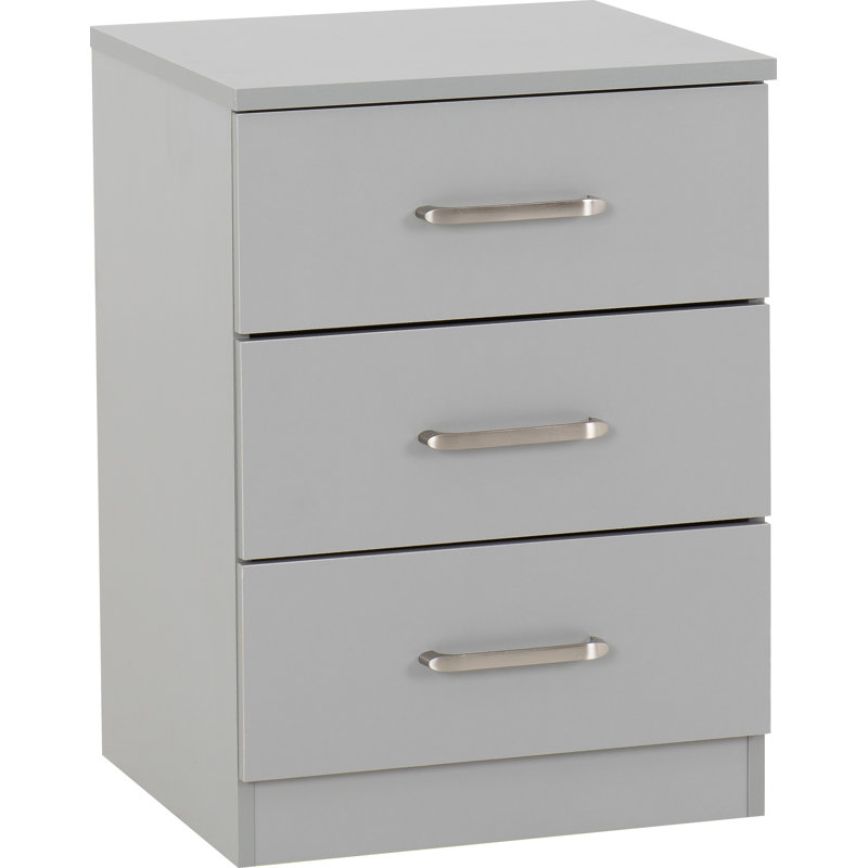 Sumrah 40cm W Manufactured Wood Bedside Table, Light Grey