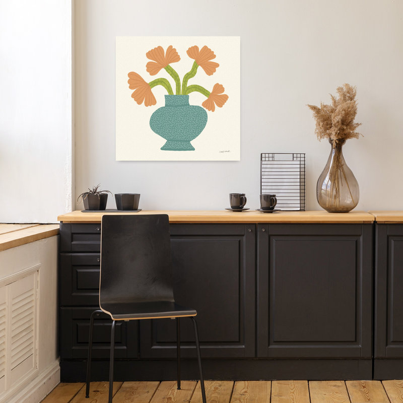 "Flower pot I", art mural contemporain, H 18" x l 18"