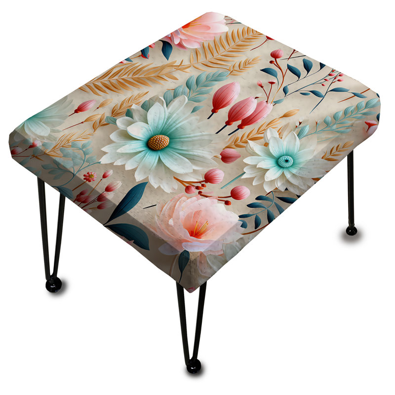 Repose-pieds pastel bohémien pastel à motif floral III