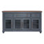 Buffet Americain avec finition bleu velours côtelé, aucun assemblage requis, idéal pour les décors côtiers et traditionnels