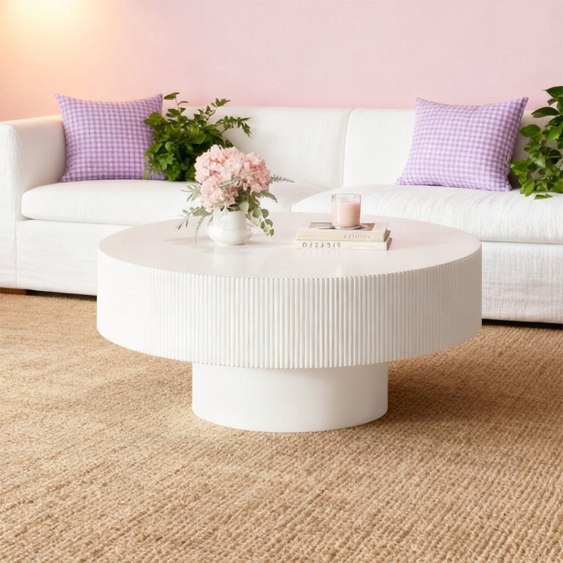 Table de bout Modern Drum, Blanc