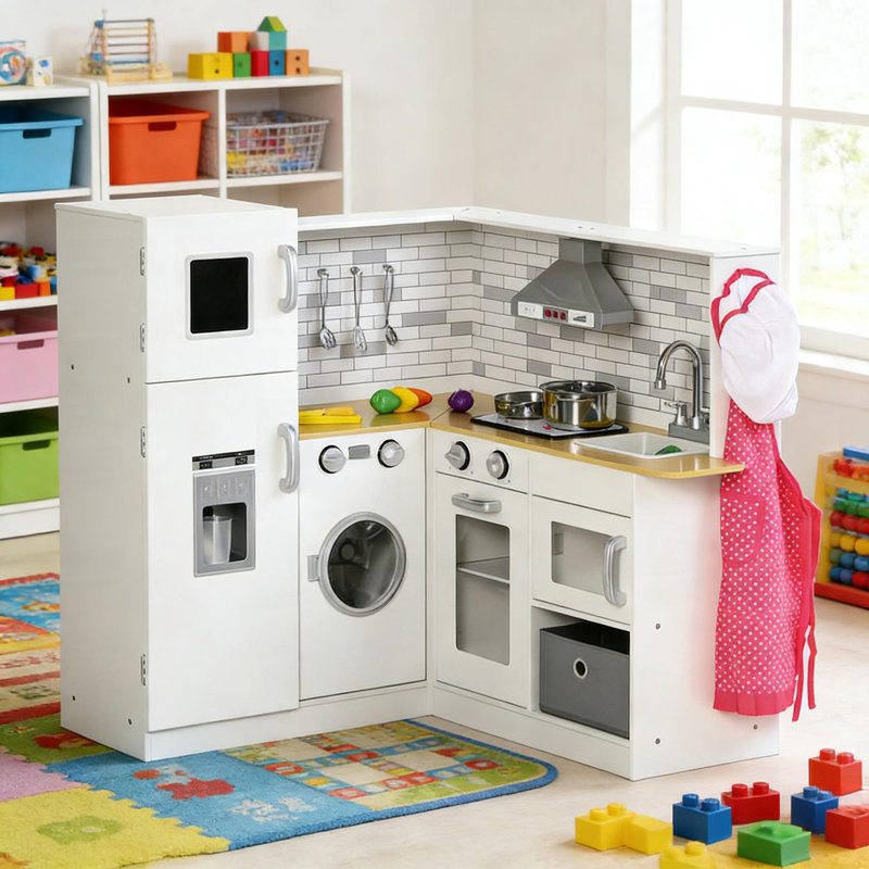 Ensemble de cuisine de coin en bois