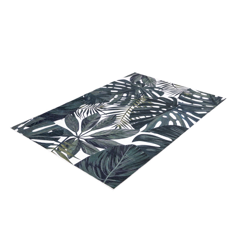 Tapis floral vert / crème Brechin, Rectangle 5 pi 3 po x 7 pi 6 po